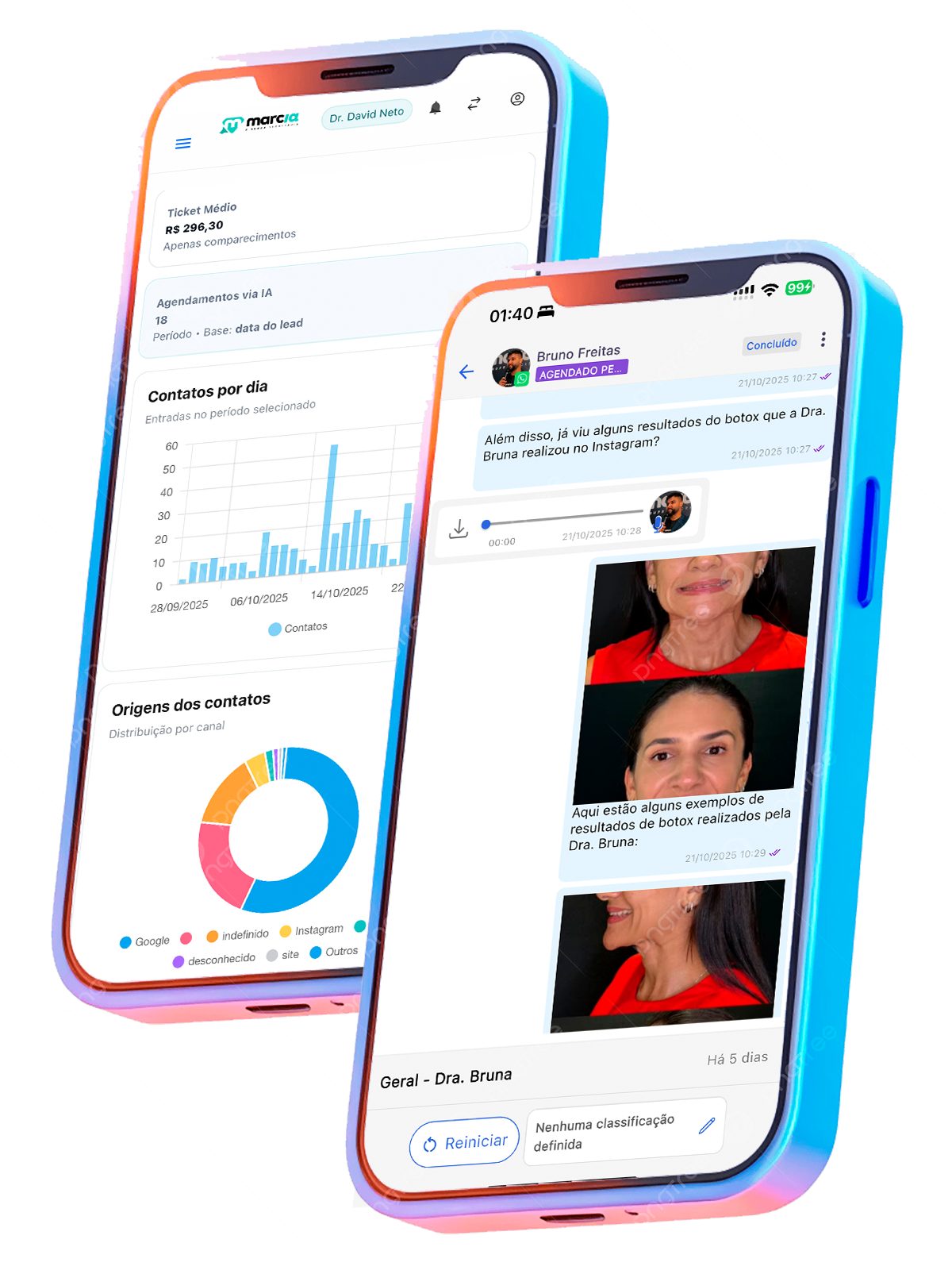 Super Márcia no celular – app iOS e Android com agenda, CRM e atendimento por IA